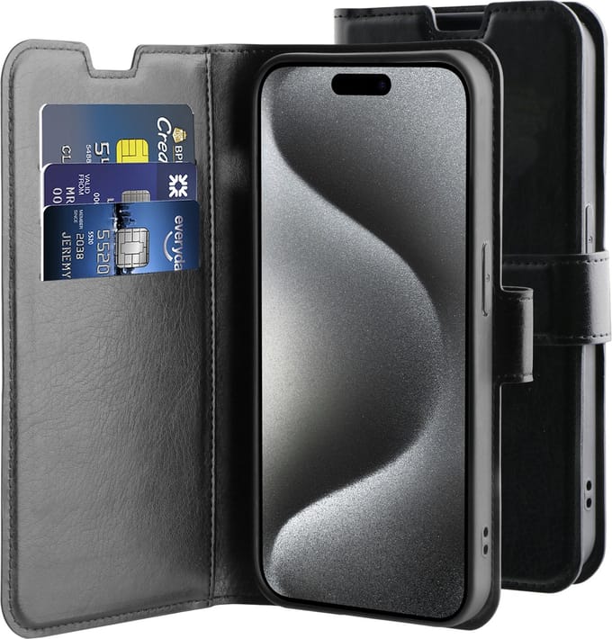 BeHello iPhone 15 Pro Gel wallet case zwart