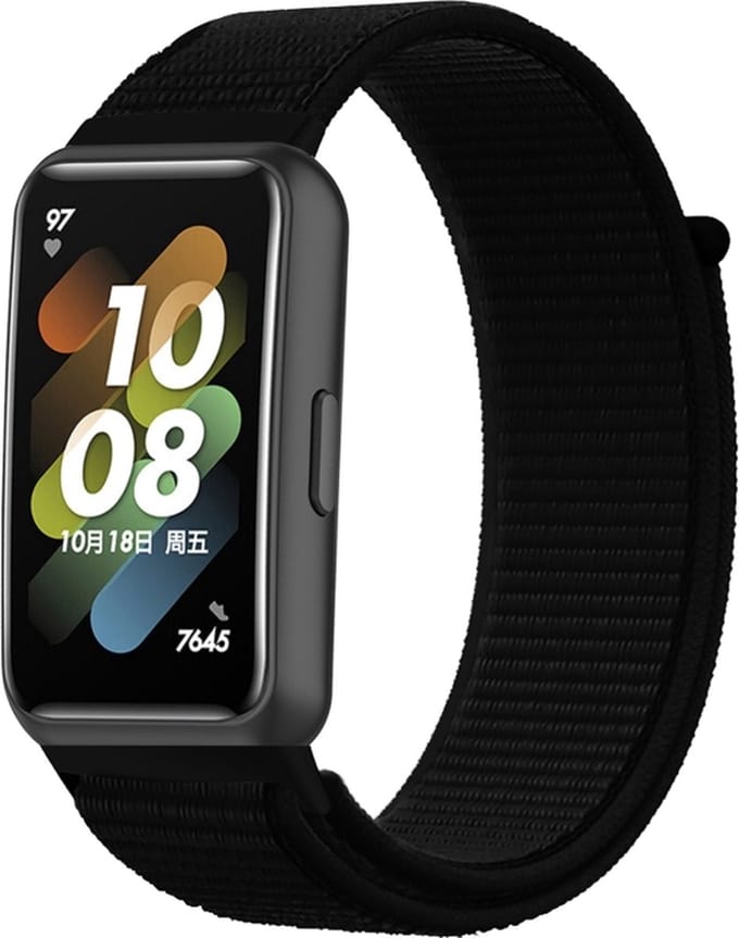 Nylon bandje - geschikt voor Huawei Band 7 - zwart