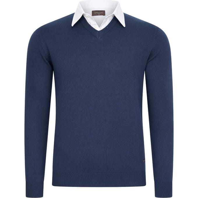 Cappuccino Italia - Heren Trui Pullover Mock - Blauw - Maat M