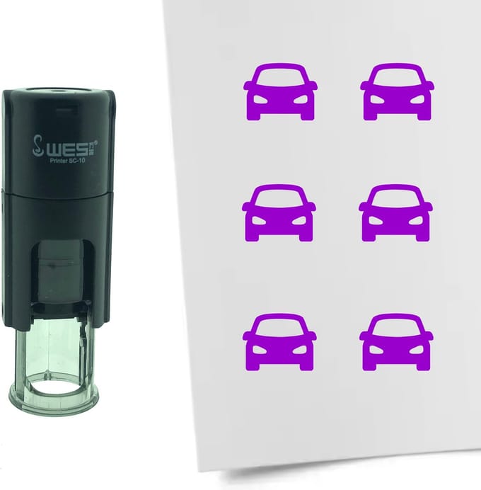 CombiCraft Stempel Auto 10mm rond - paarse inkt