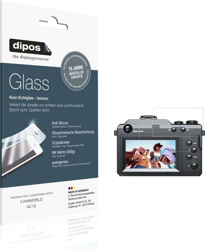 dipos – 2x Pantserfolie geschikt voor CAMWORLD AC16 | 9H Screenprotector