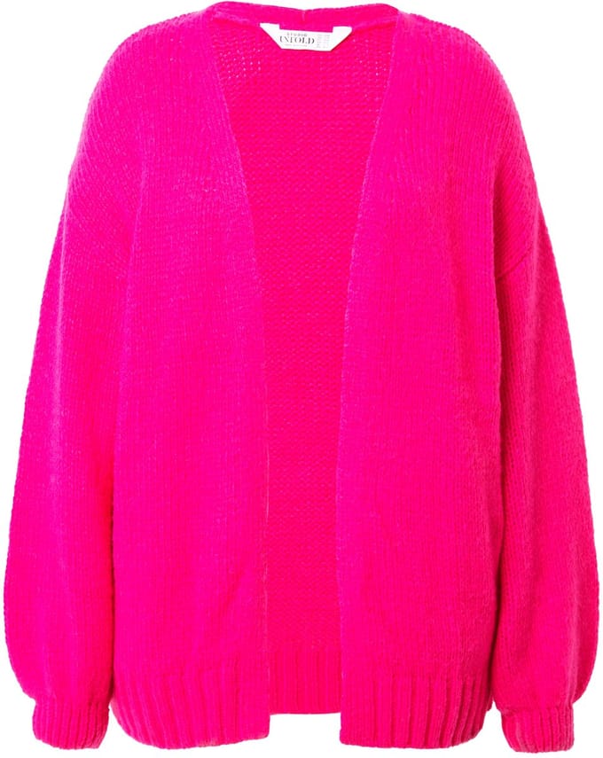 Studio Untold - Dames - Vest oversized open model knuffelbrei - Neon roze - Maat 58+