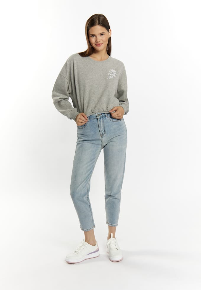 Mymo Cropped sweatshirt Dames grijs melange