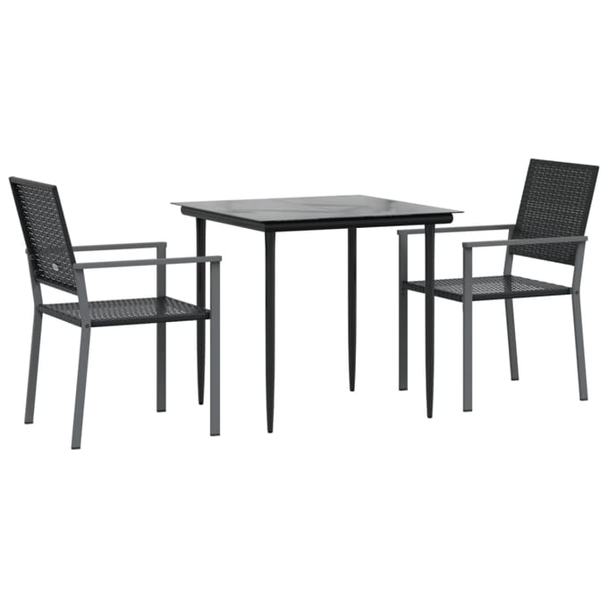 vidaXL - 3-delige - Tuinset - met - kussens - poly - rattan - en - staal