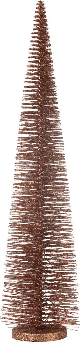 J-Line decoratie Kerstboom Glitter - kunststof - bruin - large