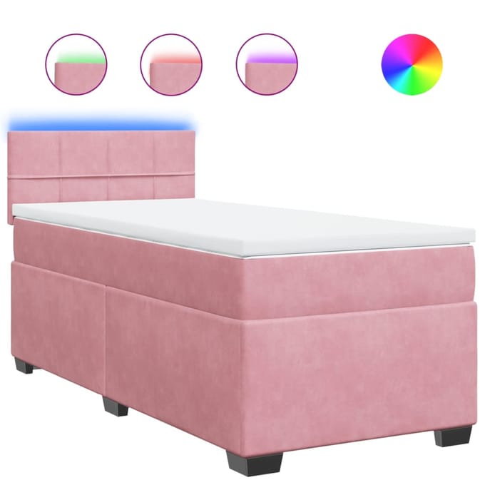 vidaXL - Boxspring - met - matras - fluweel - roze - 80x200 - cm