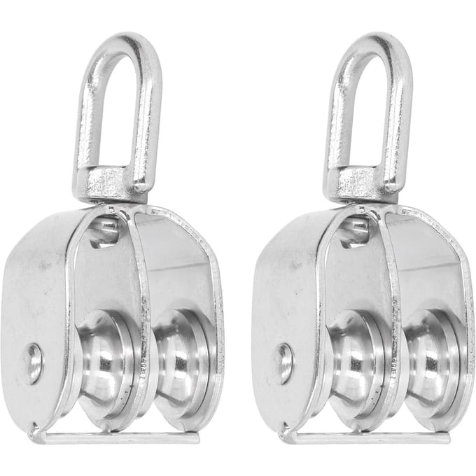 2 Stuks U Type M20 Dubbel Katrolblok RVS 75KG Draagvermogen Hijsen Dubbele Katrol Rollerblok Wiel