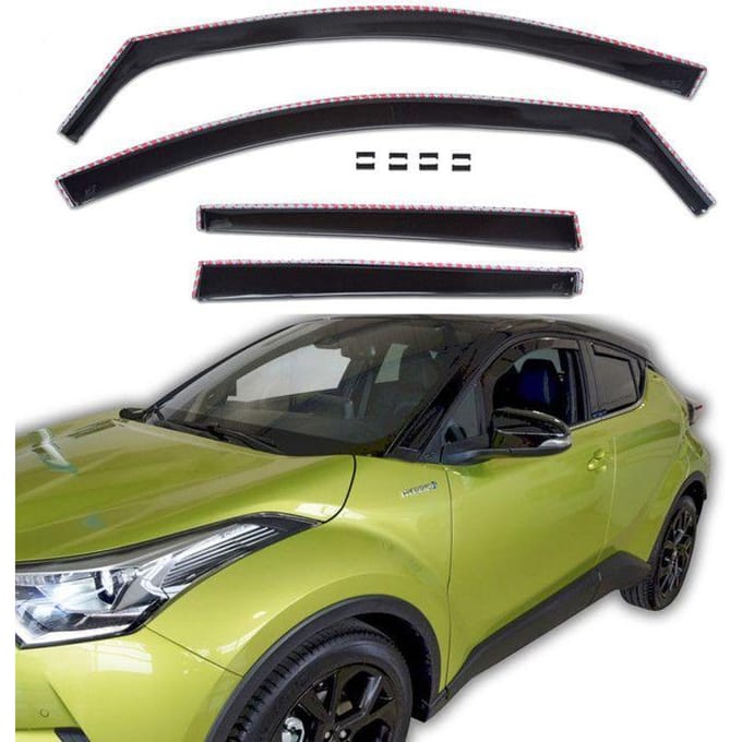 Wind deflectors - Toyota C-HR (2016-2023) - 4 stuks - Zwart getint acryl - Eenvoudige montage
