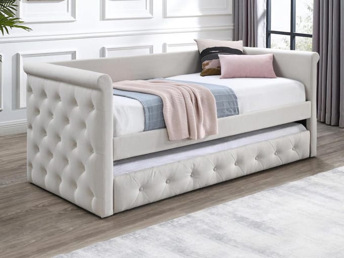 Vente-unique Bedbankje stof beige 90 x 190 cm