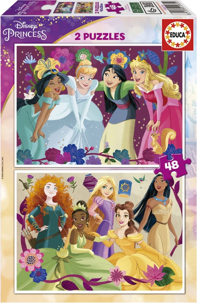 Dubbel 2x48 stukjes puzzel Educa Disney Princesse