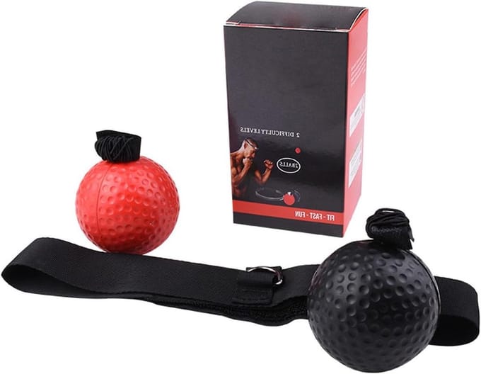 Boksreflexbal Set - Training Bal Reactiebal - Coördinatie Trainen - Twee Verschillende Ballen - Verstelbaar - Zwart/Rood