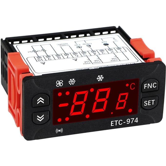 220V Digitale Temperatuurregelaar Precisie Thermostaat met NTC Sensor Microcomputer Tempregeling voor Koeling black