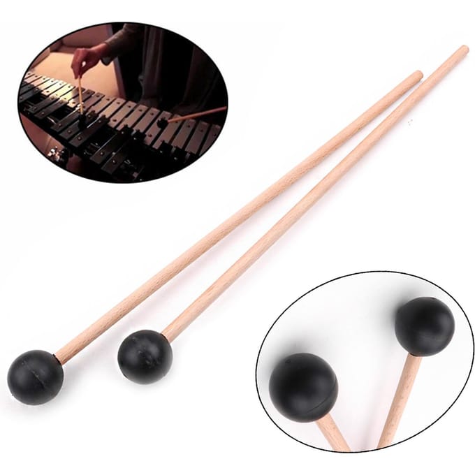 1 Paar professionele Xylophon Marimba Mallet Drumsticks Percussie Onderdelen zwart
