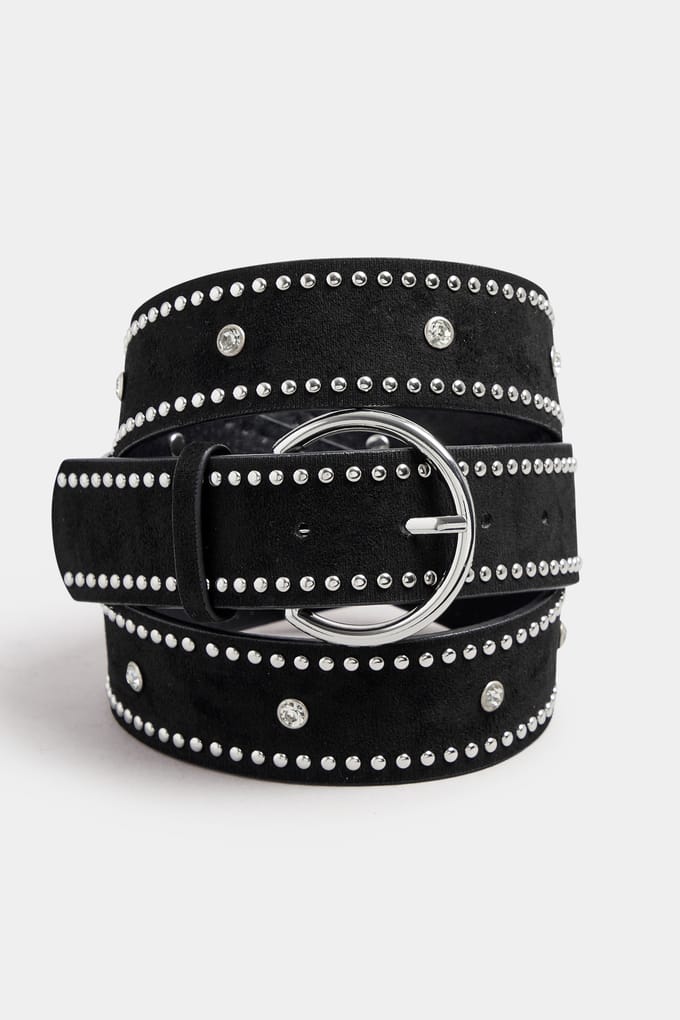 Yours Microriem Met Diamantjes En Studdetail In Zwartsize 46-48