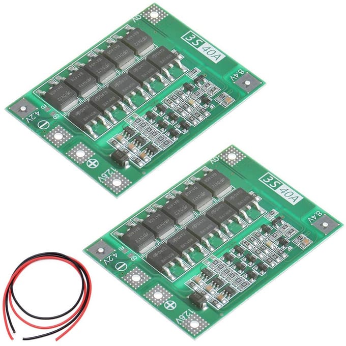 2 Stuks 3S 40A Lithium Accu Laadbeveiliging PCB met Balans Functie voor 12V Motoren
