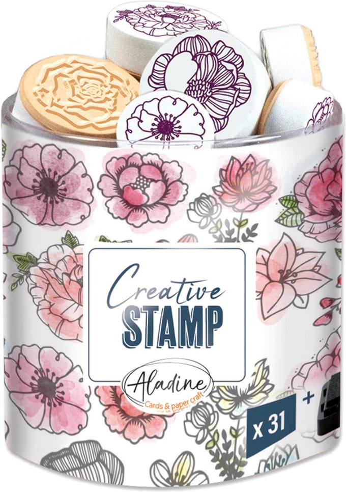 Aladine Aladine Stampo Stempel Set Bloemen 34 stuks
