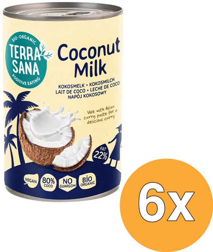 6x Terrasana Kokosmelk 22% Vet Bio (400 ml)