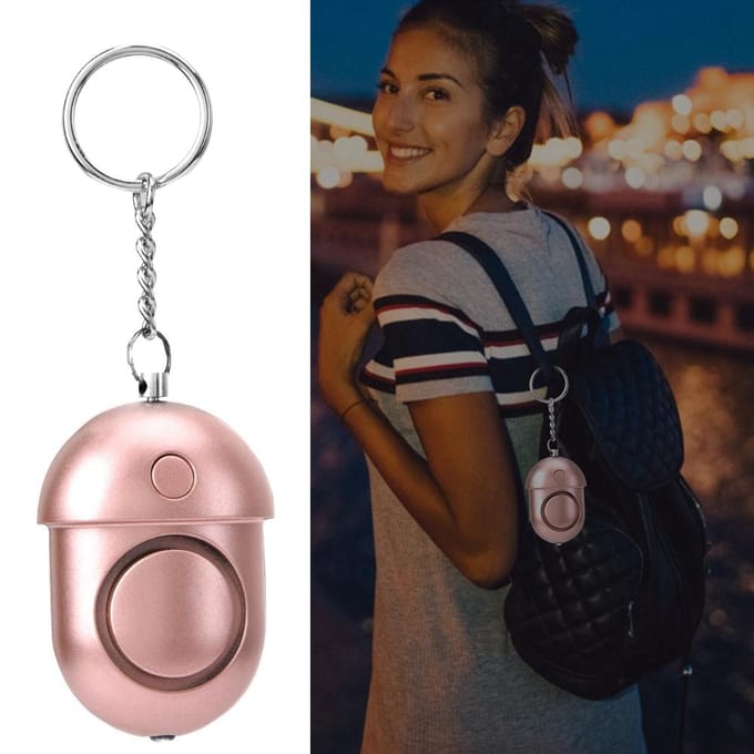 130db Persoonlijk Beveiligingsalarm Sleutelhanger Rosy Noodhulp Overleving Anti-verkrachtingssirene met LED gray