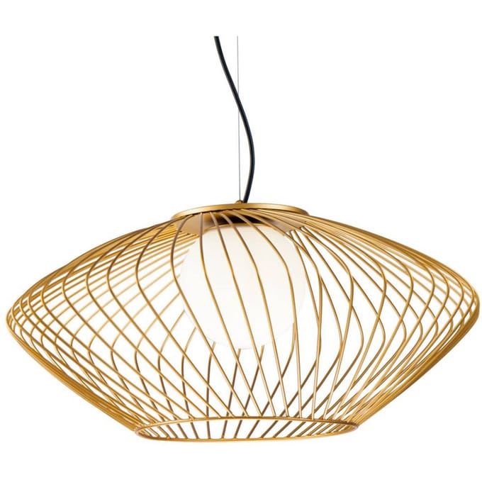 Maytoni Hanglamp Plec met kooikap in goud