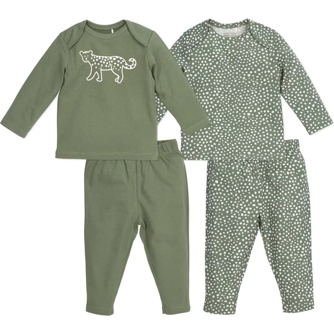 Meyco Baby Cheetah baby pyjama - 2-pack - forest green - 50/56