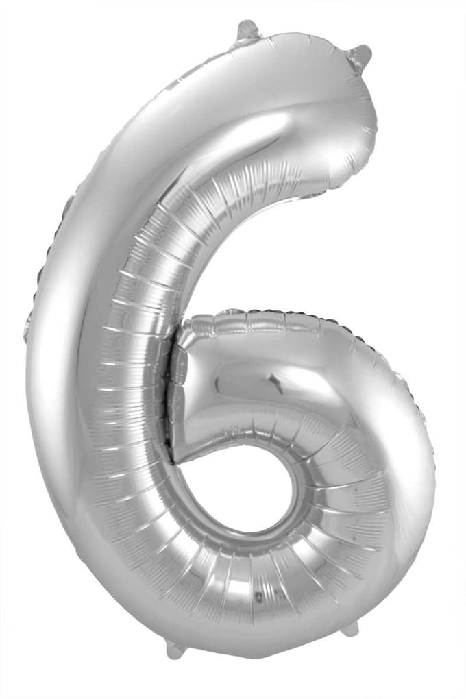 Folieballon 6 jaar - Zilver - 86 cm