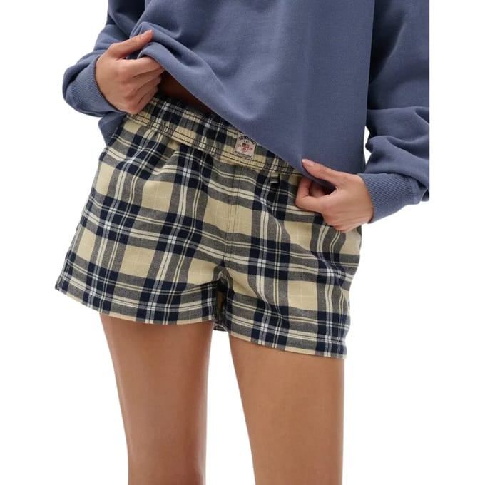Katoenen geruite elastische short voor vrouwen Superdry