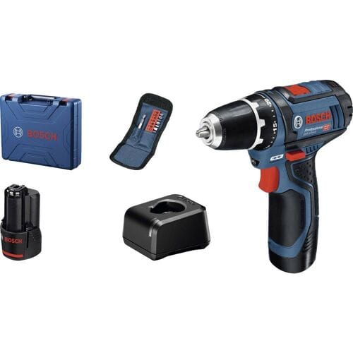 Bosch Professional GSR 12V-15 Schroefmachine - Met 2x 12V accu's en lader - Incl. koffer en bitset