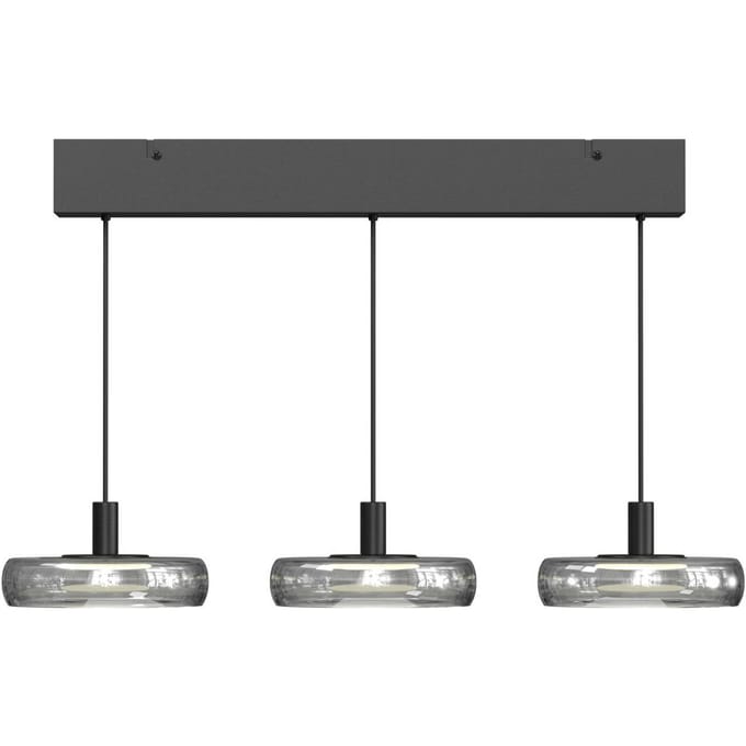 Maytoni LED hanglamp FLOAT, grijs/zwart, 3-lamps, 68 cm, glas/metaal
