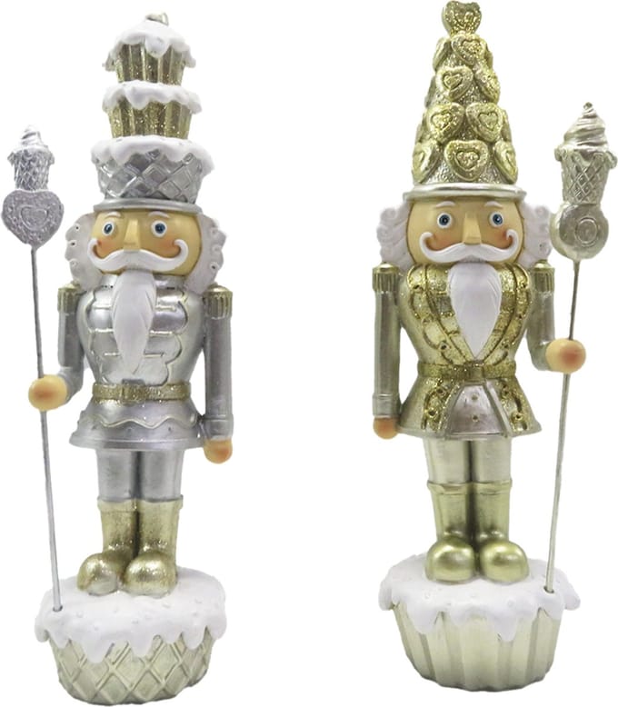 Clayre & Eef Beeld Set van 2 Notenkraker 23 cm Goudkleurig Kunststof