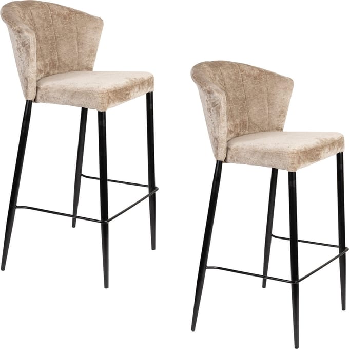 Dutchbone Georgia Barkrukken rugleuning 73 cm Taupe - Set van 2