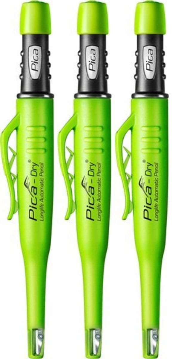 Pica Dry 3030 - Markeerpotlood - Universeel - 3 Stuks + Puntenslijper