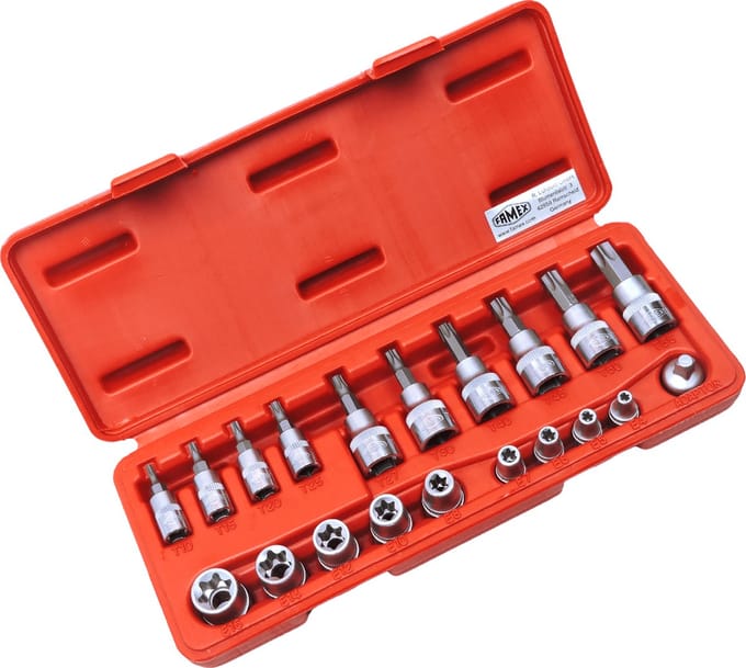 FAMEX 10520 Dopsleutel Set voor Torx en bit-inzetstukken - PROFESSIONAL