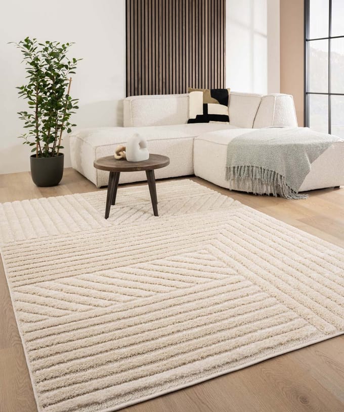 Scandinavisch vloerkleed - Arc Edge crème 120x170