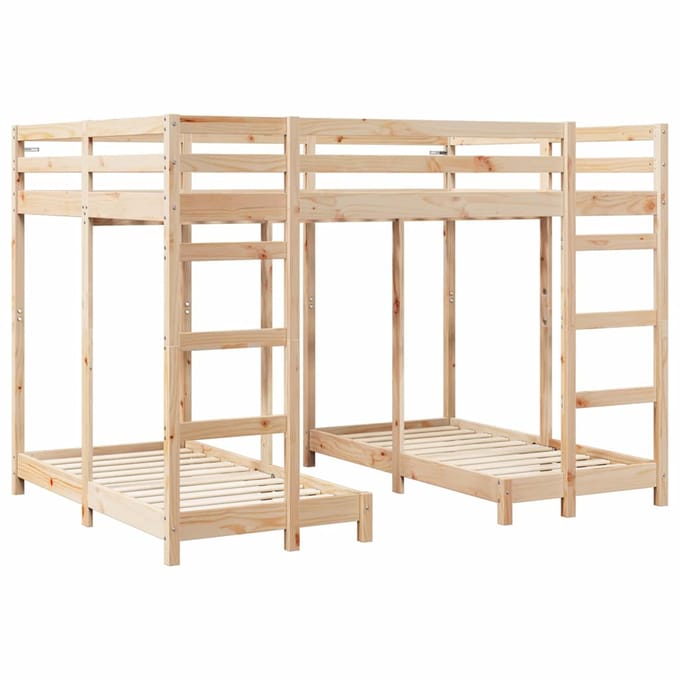 vidaXL - Drievoudig - Stapelbedframe - Bruin - 140 - x - 200 - cm - Massief - grenenhout
