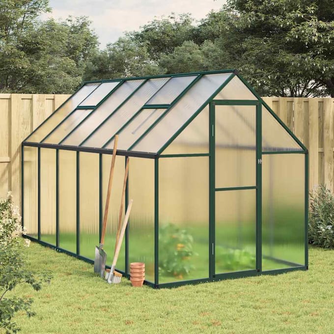vidaXL - Tuinkas - met - basisframe - 334x169x195 - cm - aluminium - groen