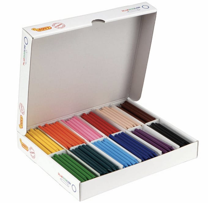 Waskrijtjes dun klasverpakking set van 300 assorti
