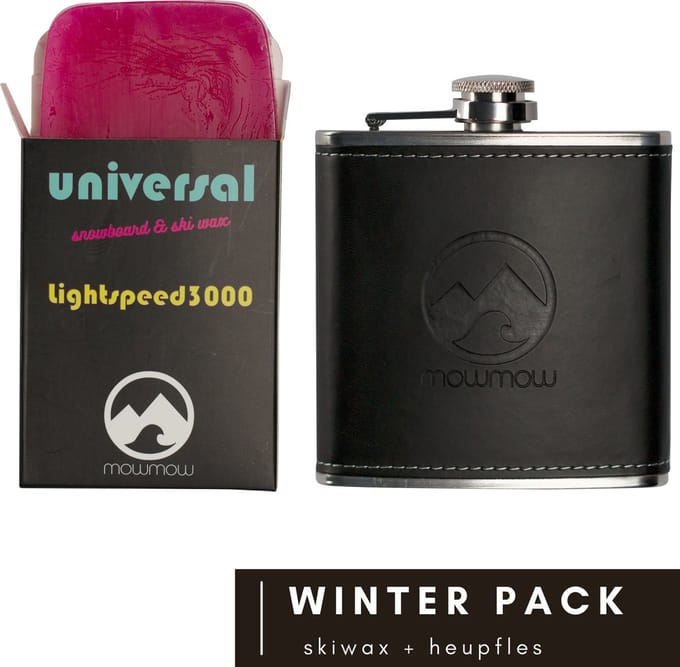 MowMow heupfles + skiwax voordeelpack | zwart PU