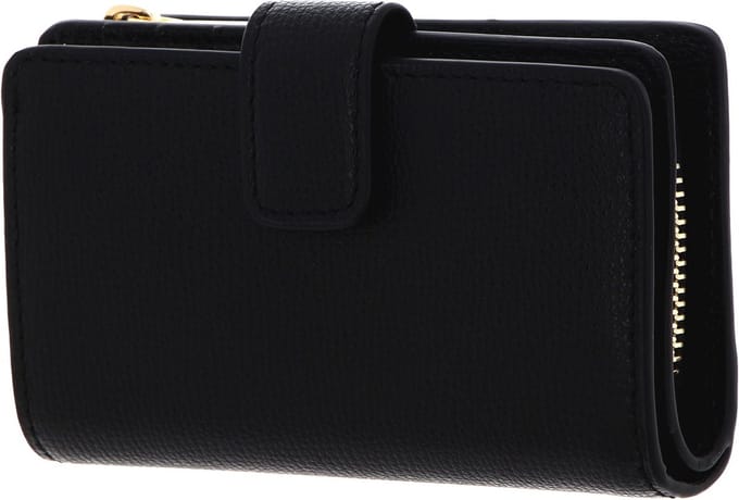 COCCINELLE Leren Portemonnee Metallic Textured Leather Wallet Noir Zwart