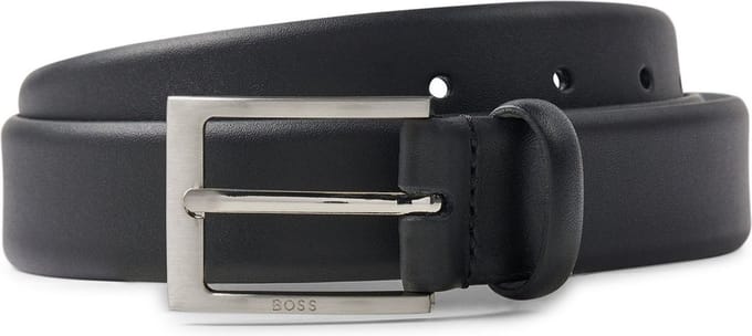 BOSS Leren Riem Brondon Leather Belt W120 Black Zwart