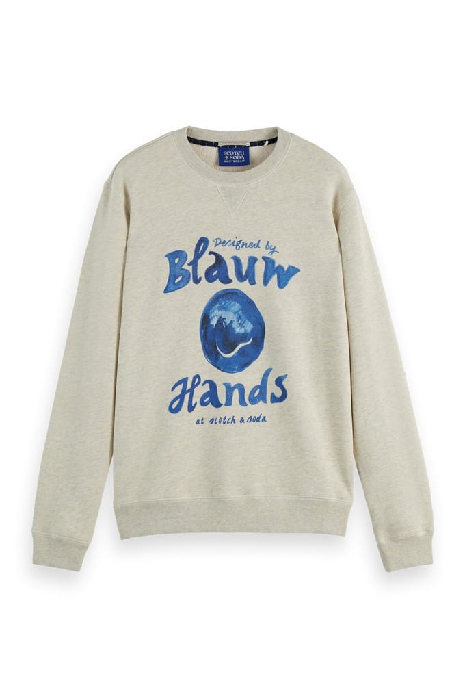 Scotch & Soda Denim Washed Artwork Sweatshirt Ecru Melange Taglia: S | Maglioni a maglia Outlet | Uomo | Marrone