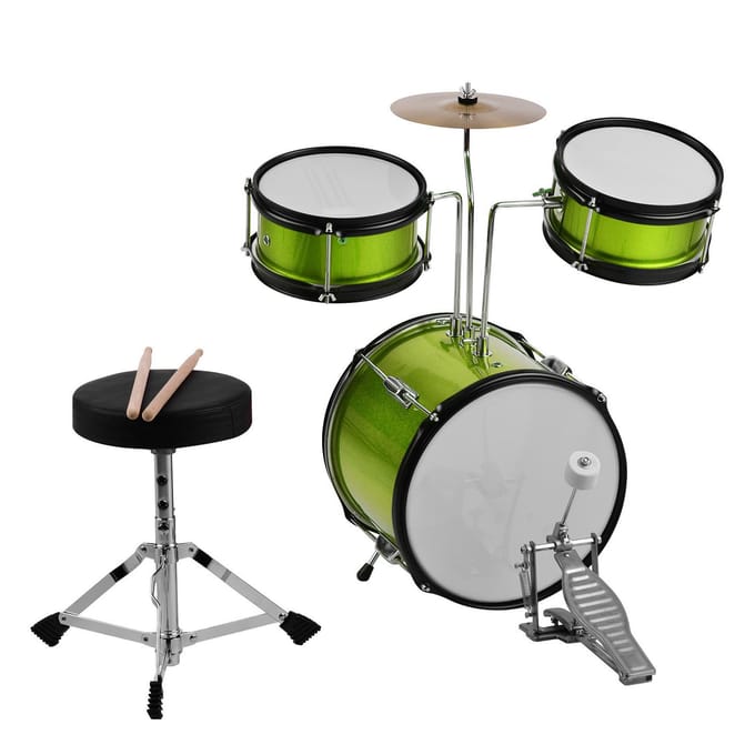 Kinderen Kinderen Junior Beginners 3-delige Drumstel Drums Kit Percussie Muziekinstrument met Bekken zwart