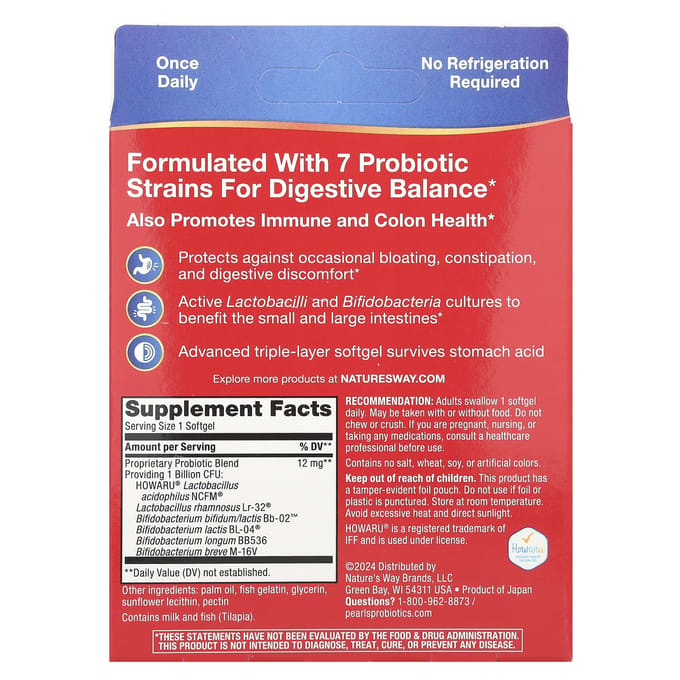 Nature'S Way, Complete Probiotic Pearls, 1 Miljard Kve, 30 Zachte Capsules