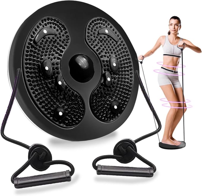 Taille Twister Disc - Body Shaper - Cardio Training - Met Voetmassage - 32 cm Diameter - Zwart