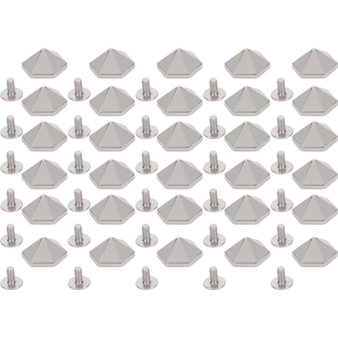 30 Ensembles Rivets à Vis Multifonctionnels 12mm Couleur Or Forme Pyramide Hexagonale Vis en Fer Rivets pour Artisanat du Cuir pour Artisanat argenté