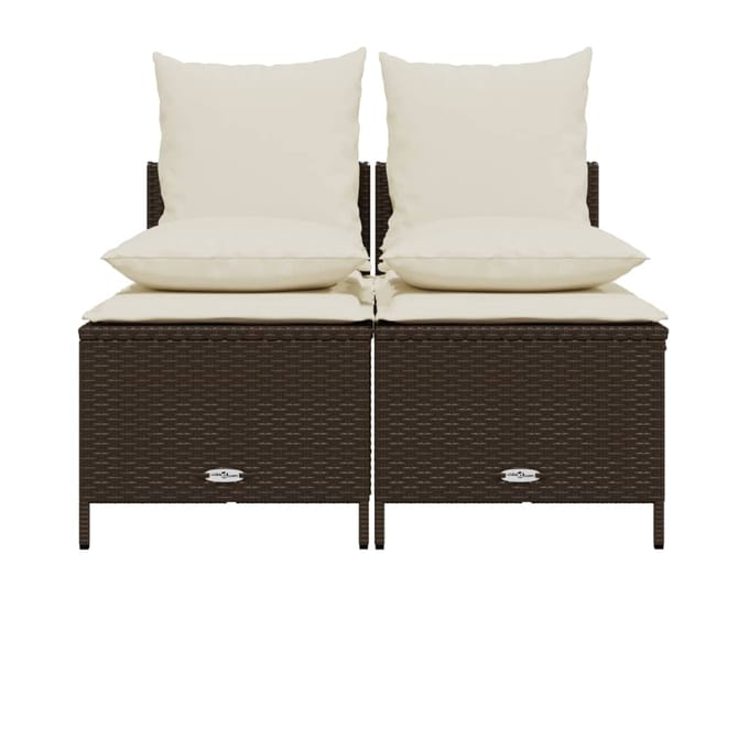 vidaXL - 4-delige - Loungeset - met - kussens - poly - rattan - bruin