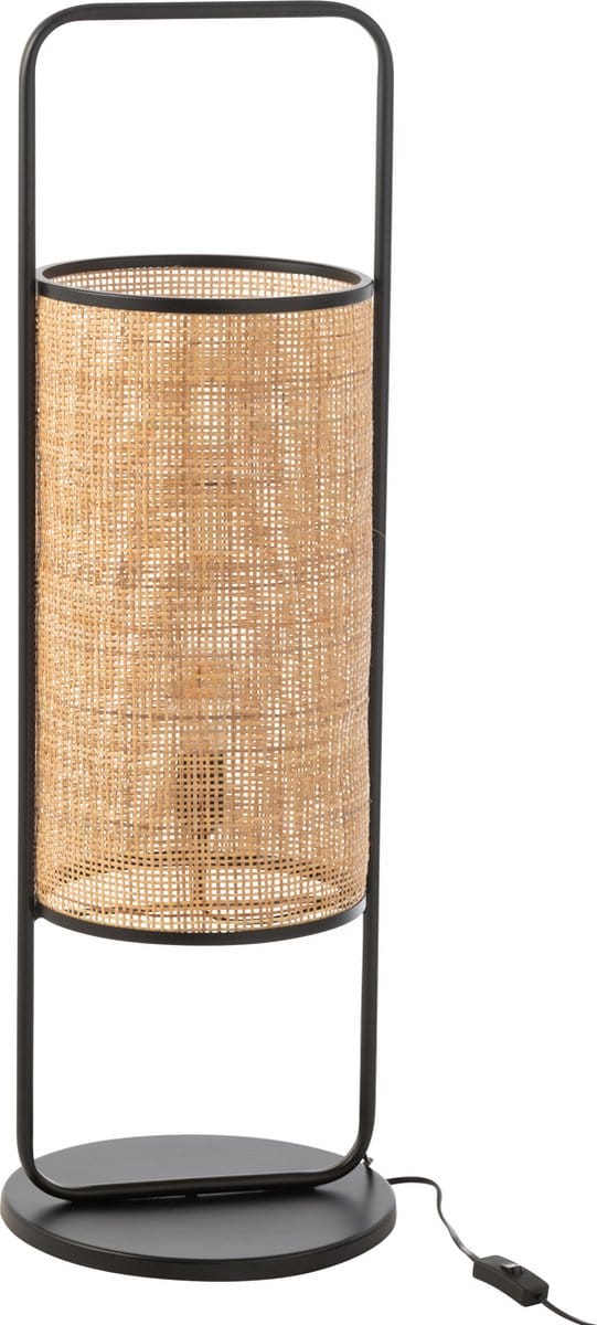 J-Line tafellamp Elton - metaal/jute - zwart/naturel - large