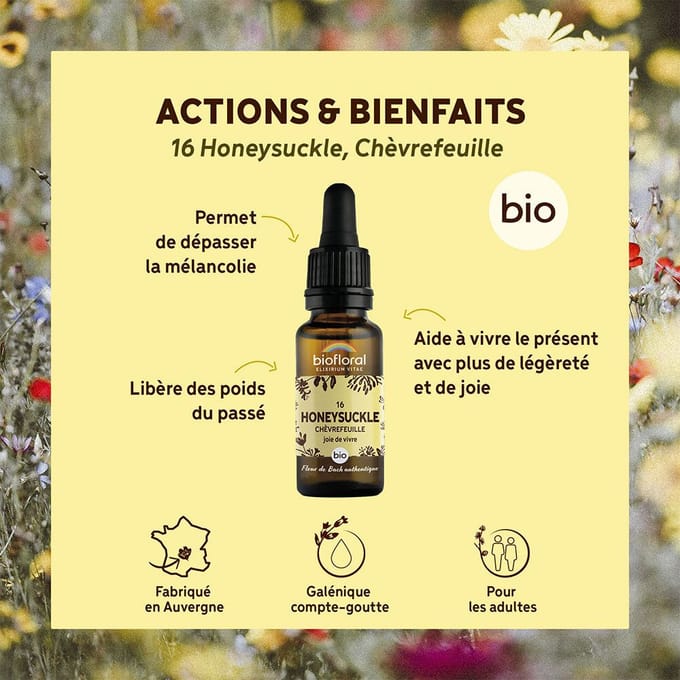 Biofloral- 16 - Honeysuckle - Kamperfoelie - Bio - Bio Demeter - 20 ml