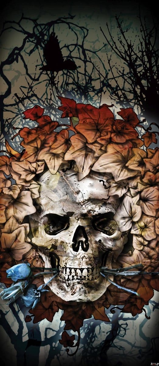 Alchemy Skull Flowers Tattoo Photo Wallcovering