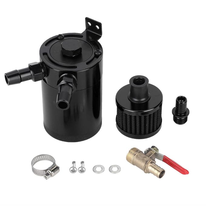 Aluminiumlegering Olieopvangbak met 2-Poorts Accessoireset (Zwart)