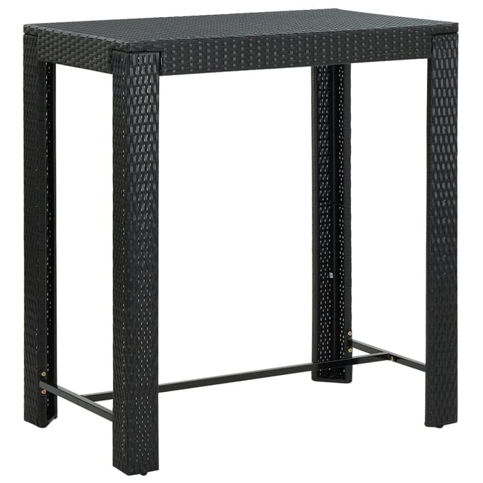 vidaXL - Tuinbartafel - 100x60,5x110,5 - cm - poly - rattan - zwart